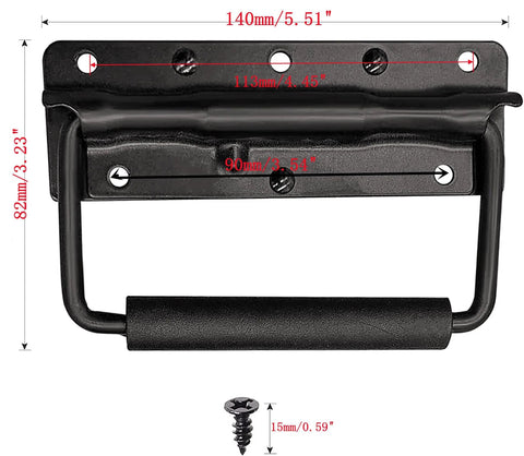 Spring Loaded Case Handle Set Two Pack Heavy Duty Black Surface Mount Chest Handles 140 By 80 Millimeters for Flight Cases
