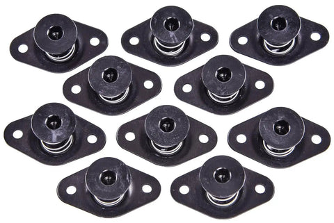 Heavy Duty Quarter Turn Fasteners With 5/16 Shank And 5/8 Hex Head for quick swap panel mounts, set of ten flush black clips.