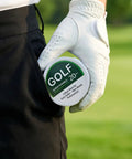 Golfer holding Eco Bamboo Golf Tees Set With Portable Round Case Mixed Sizes 3 Inch 2.5 Inch 1.5 Inch 60 Pieces In 3 Boxes