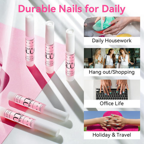 Fast Air Dry Nail Glue For Press On Nails 5-10 Seconds No UV Lamp Needed Hema-Free Strong Bond For Nail Tips Easy Use