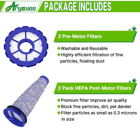 2 Pack HEPA Post Motor Filters And 2 Pack Pre Motor Filters Replacement For Dyson DC50 Animal And Multi Floor Vacuum Cleaner Top Notch Filter Set