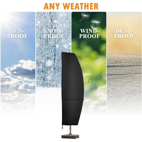Heavy Duty Waterproof Patio Umbrella Cover For 13 To 15 Ft Double Sided Market Umbrellas 70 Inch Tall With Top Vent And Zipper Windproof