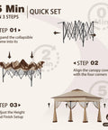 Instructions for setting up the 11x11 Pop Up Gazebo With Mosquito Netting One Person Setup Water Resistant Backyard Canopy.