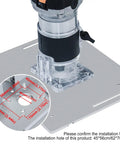 Heavy Duty Router Table Insert Aluminum Flip Plate With Adjustable Miter Guide Rail showing precise scale markings for woodworking.