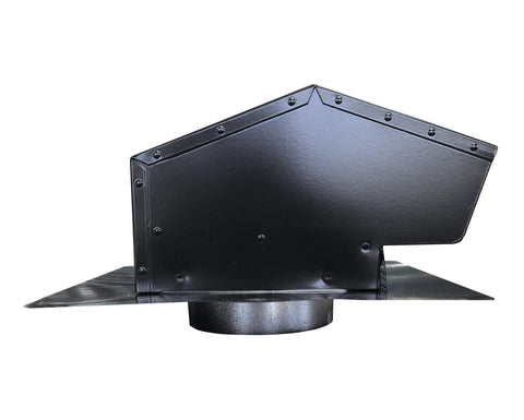 Galvanized Steel Roof Vent Cap With Damper And Removable Screen, 4 Inch Diameter Collar, Black, Heavy Duty 26 Gauge Construction