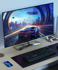 Flush Mount Desk Power Grommet With Two Outlet Jacks And Four Usb Ports Including Dual PD Fast Chargers Plus HDMI Connectivity And A Low Profile Plug For Office Desks And Cabinets, shown on a sleek workspace with a gaming setup.