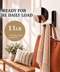 Sick Folding Wall Hooks Black Rounded Design Swivel Arms Tuck Flat Against Wall Space Saving Zinc Alloy with 11lb capacity for bags