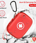Red Auvi Q Carrying Case For Two Auto Injectors Emergency Bag With Carabiner and Lanyard, Hard Travel Case, waterproof design