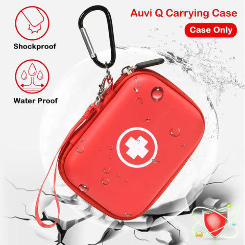 Red Auvi Q Carrying Case For Two Auto Injectors Emergency Bag With Carabiner and Lanyard, Hard Travel Case, waterproof design