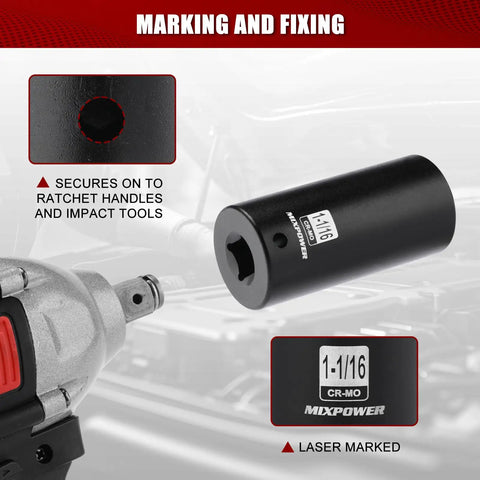 Half Inch Drive Deep Impact Socket In CRMO Steel With Radius Corner Design And Six Point Opening For Maximum Torque
