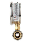 Side view of Glycerin Filled Two And A Half Inch Pressure Washer Gauge Kit Pro Grade With 0-6000 PSI Range three eighths inch quick connect