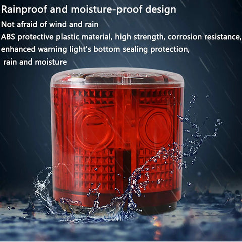 Ultra Bright Solar Strobe Warning Light for Construction and Traffic 360 Degree LED Beacon Wireless Auto On Off IP65 Waterproof Yellow in rain