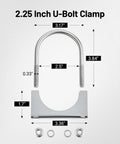Heavy Duty 2.25 Inch U Bolt Exhaust Clamp Set For Your Ride Exhaust System Saddle Style Stainless Steel Muffler Clamps 2 Pack
