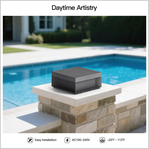 Outdoor Post Light 11.8 Inch Column Lamp Hardwired For Patio Driveway Gate Waterproof 3000K Warm LED installed on stone post