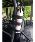 Universal UTV Roll Bar Fire Extinguisher Holder With Adjustable Velcro Straps Enhanced Stitching Quick Release Buckle