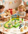 Children playing with Two Player Wireless Track Motion Toy With Realistic Speed Sensing For Immersive Family Racing Fun Interactive Motion Game Competitive Or Cooperative Modes Easy Setup Keeps Everyone Active And Engaged on a table