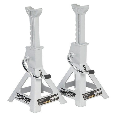 Beefy Aluminum Jack Stands Pair For Heavy Duty Lifts, 12,000 Pound Total Capacity, Lift Range 11.4 To 16.1 Inches, Self Locking Ratchet Handle