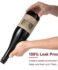 Hands holding a wine bottle sealed with Wine Saver Vacuum Pump Kit With Four Silicone Stoppers Keeps Opened Wine Fresh For Up To Seven Days