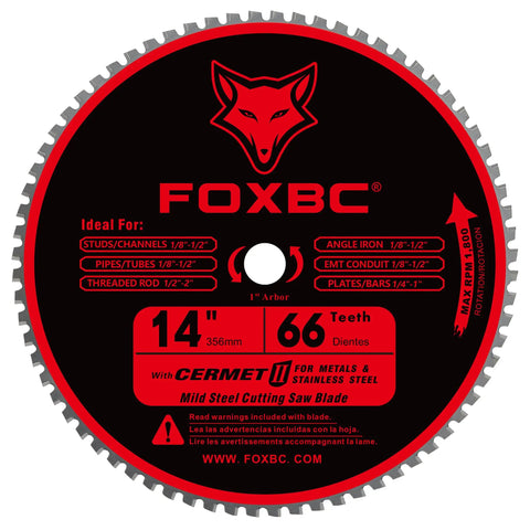 Beefy 14 Inch Metal Chop Saw Blade With 66 Tooth TCG Carbide For Fast Smooth Cuts 0.095 Kerf And 1 Inch Arbor 1800 RPM Fits 14 Inch Chop Saws And More Delivers Up To Five Times Longer Life For Studs Tubing Plates.