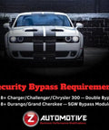 White Dodge Challenger with Tazer OBD2 Plug In Module For Dodge Challenger 2015 To 2023 parked in front of a brick wall.