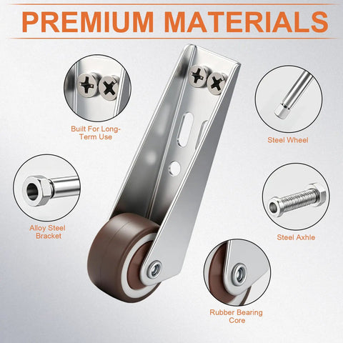 Built Like A Tank Adjustable Vertical Track Rollers For Heavy Duty Gate Smooth Glide Furniture Door Caster Hardware 4 Pack close-up of steel wheel and bracket details
