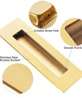 Recessed Finger Flush Pulls For Pocket And Sliding Barn Doors In Brushed Gold Stainless Steel Rectangular Door Pulls 2 Pack 6 Inch Durable 304 Stainless Steel Construction Rust Resistant And Smooth Ergonomic Grip