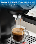 20 Bar Espresso Machine With Temperature Control Compact Home Coffee Maker With Steam Milk Frother brewing espresso