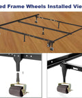 Bed frame with heavy duty bed frame wheels casters rollers with locking for standard leg sockets replacement set of 4 gold.