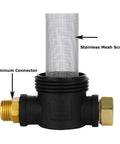 Inline Garden Hose Water Filter For Pressure Washer With Sediment Strainer And Two Extra 100 Mesh Screens Plus Heavy Duty Gasket Set For Straight Plug Ease And Works Like A Champ Outdoors with aluminum connector and stainless mesh screen.