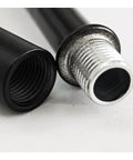 Top Tier Four Pack Black Lamp Stem Extension Kit Two Inch Straight Pipe Rods With Solid Couplings M10, close-up of threaded ends.