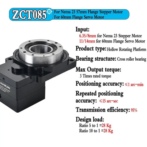 Heavy Duty Hollow Rotary Platform With Shop Grade 360 Motion And Right On 5 To 200 Ratios Replaces Cam Indexer Motor showing cross roller bearing design.