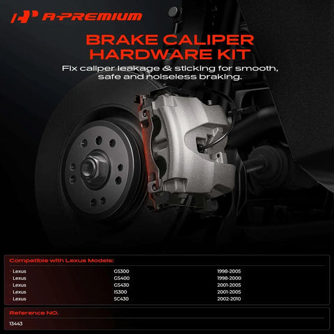 Heavy Duty Rear Disc Brake Hardware Kit To Fix Squeak Noise For Lexus SC430 GS300 GS430 IS300 2002-10, rear caliper view