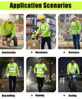 Shop Floor Ready Long Sleeve Hi Vis Safety Shirt With Bold Reflective Strips Class Three Ansi Certified Work Tee in construction and running scenarios