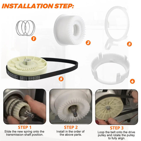 Drop In Ready Washer Pulley Clutch Kit With 21 Inch Drive Belt Upgrade installation steps for MVWX655DW1.