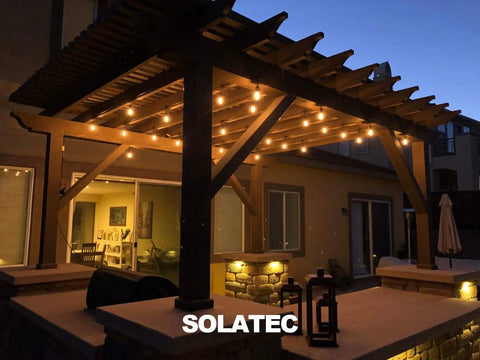 Shatterproof LED String Lights 48Ft Outdoor Commercial Grade Waterproof With 15 Hanging Sockets For Patio Garden Balcony Deck S14 2W Bulbs Durable WeatherTite Construction Protects Bulbs Wind And Rain And Lets You Add More Bulbs For A Custom Look