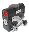 Hydraulic Adjustable Variable Flow Control Valve With Pressure Compensating Tech, 0 To 30 GPM, Beefy Cast Iron Body, Side View