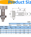 Heavy Duty M16 Stainless Steel Spring Plungers With Hex Nuts And Knurled Handles For Grab And Go Quick Release Locking Pin Setup dimensions and specifications.