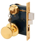2-1/2 Inch Backset Entrance Mortise Lockset In Wrought Solid Brass, Left Handed, Old School Style Door Hardware With Night Latch