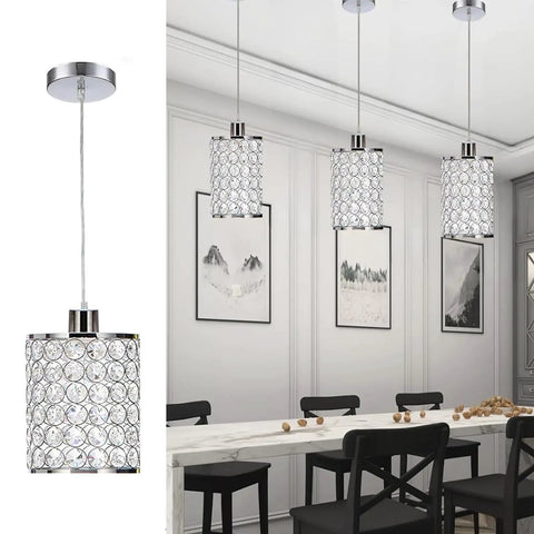 Three Pack Crystal Pendant Lights With Modern Chrome Finish Adjustable Cord Bar Ceiling Fixtures For Kitchen Island Dining Room And Bedroom Elevate Your Space With Lit Vibe