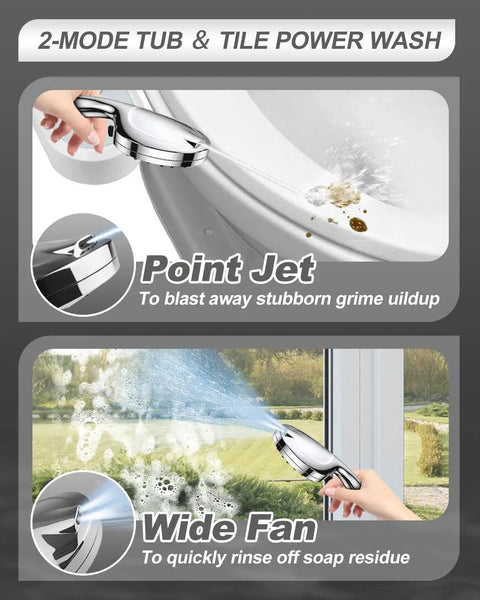 High Pressure Shower Head With 10 Modes And 15 Stage Filtration Detachable Handheld Wand with point jet cleaning bathtub