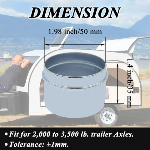 4 Pack 1.98 Inch Trailer Hub Caps With Dust Caps And Grease Caps Wheel Center Caps Plus 8 Rubber Plugs Fits 2000 To 3500 Pound Boat Trailers with dimensions