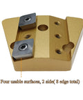 Bang For Your Buck Tungsten Carbide Scraper Set With Trapezoid Edged Blades, gold scraper with two tungsten blades.