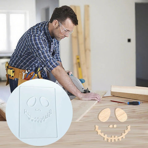 Top Shelf Clear Acrylic Router Template For Halloween Witch Hat Woodworking No Sweat Cutting Jig With Slick Edges For Sweet Diy Projects And Backyard Barn Builds, seen on a workbench with a craftsman.