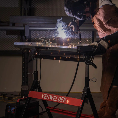 Welder using Foldable Welding Table With Wheels 20x30 Inch Adjustable Height Workbench Steel Portable Table for MIG and TIG Welding Heavy Duty
