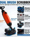 Lightweight Pro Grade Commercial Floor Scrubber With 360 Degree Rotating Head And Dual Brush System, 240 RPM shown