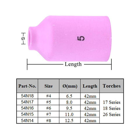 Get These Awesome Alumina TIG Nozzles Perfect For WP17 WP18 And WP26 Torches With 42mm Length Plus 9.5mm Bore shown from top