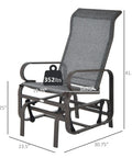 Outdoor Glider Chair For Patio With Smooth Gliding Mechanism And Lightweight Construction; ergonomic design, 28-inch back, gray.