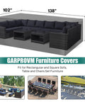 Large Patio Furniture Cover Waterproof Outdoor Table Sofa Dining Set Cover With Beefed Up Heavy Duty 600D Oxford Fabric Four Windproof Buckles Fits 138 By 102 By 35 Inches