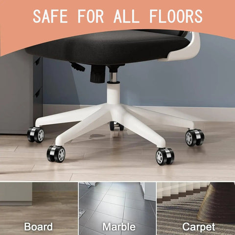 Upgrade Your Daily Grind With This Heavy Duty Office Chair Caster Set That Rolls Smooth As Butter On Hardwood Or Carpet While Quietly Handling Heavy Loads And Instantly Replacing Those Worn Out Originals. Office chair caster set on various floor types.