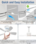 Installation of 17.5 Inch Socket Fan Light With Remote, 25W LED Ceiling Fan, showing blade attachment and socket fitting